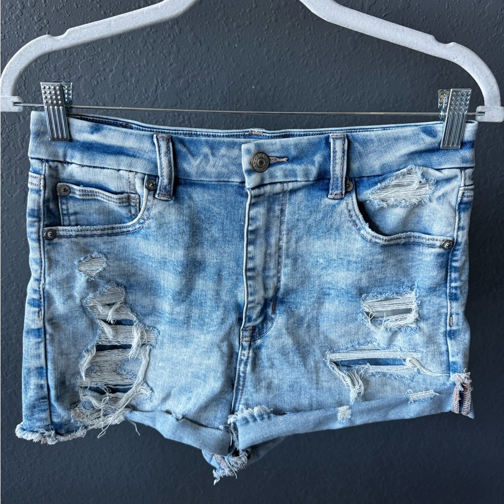 American Eagle Outfitters Distressed Blue Denim Shorts